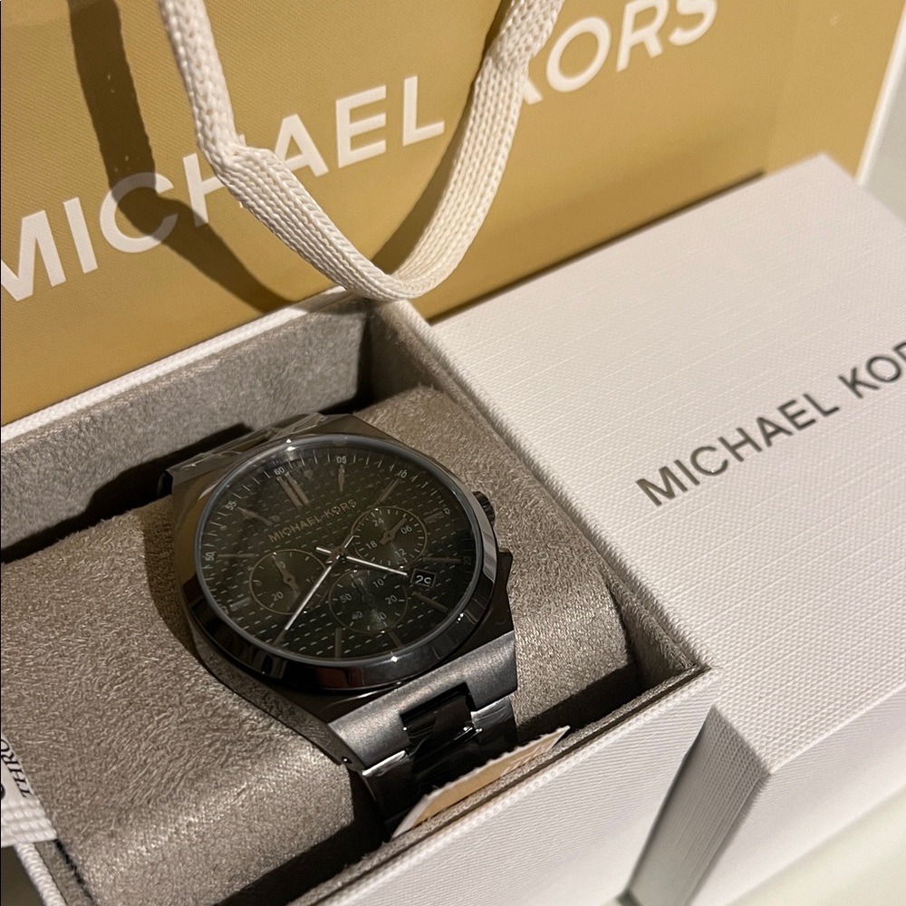 Michael Kors Charcoal and Olive Chronograph Watch